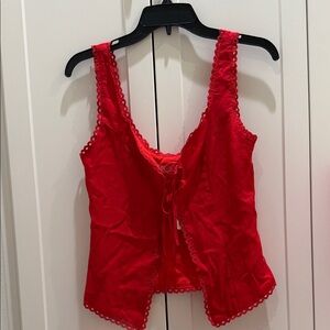 NWT Petal and Pup Red Linen Lace Trim Tank Top